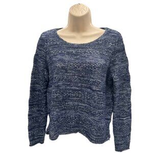 Orvis Women's XL Blue/White Crew Neck Linen Wool ViscoseSweater - Size XL